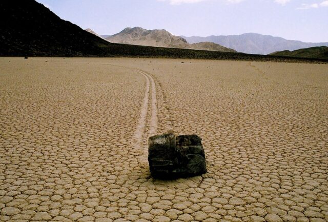 A sailing stone in Death Valley's Racetrack Playa.
