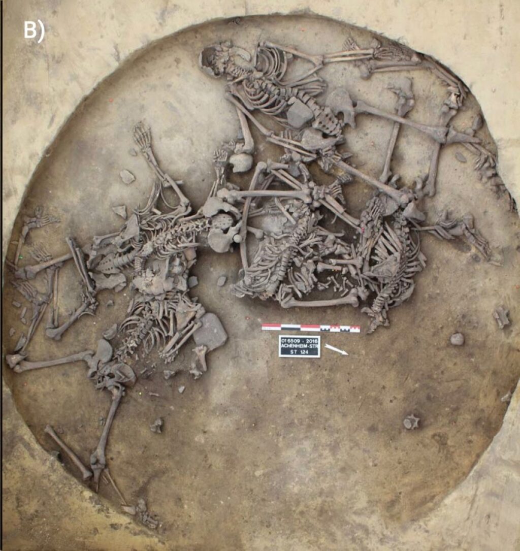 Overhead views of late Middle Neolithic violence-related human mass deposits of the Alsace region, France