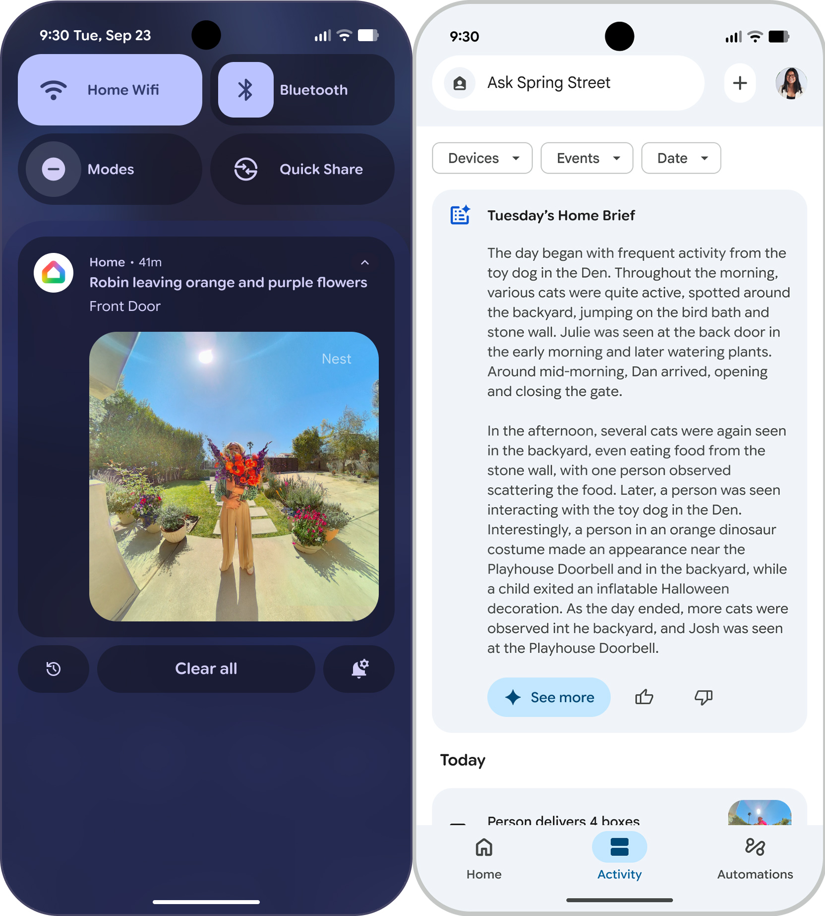 Home app and notification