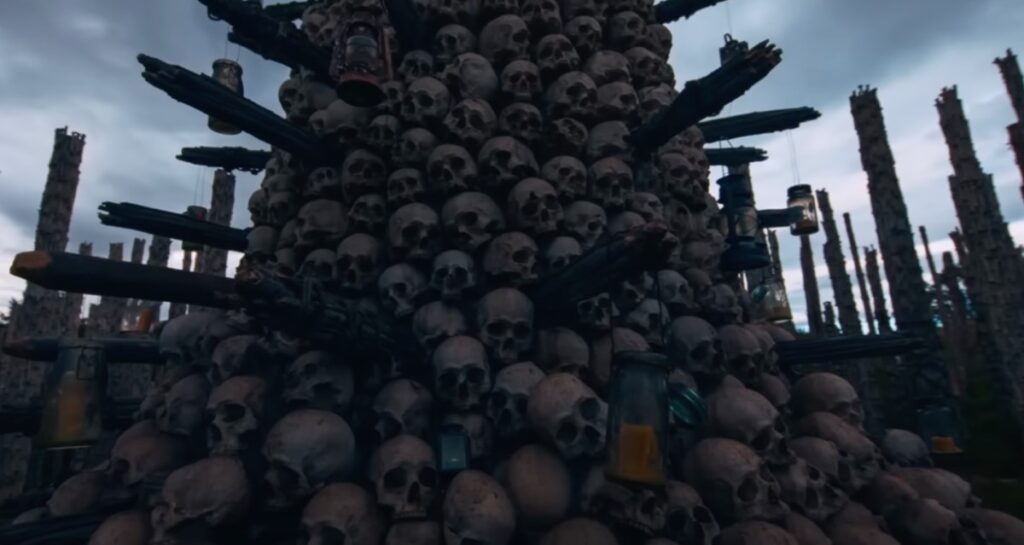 The titular Bone Temple. made from bones salvaged from cremated remains.