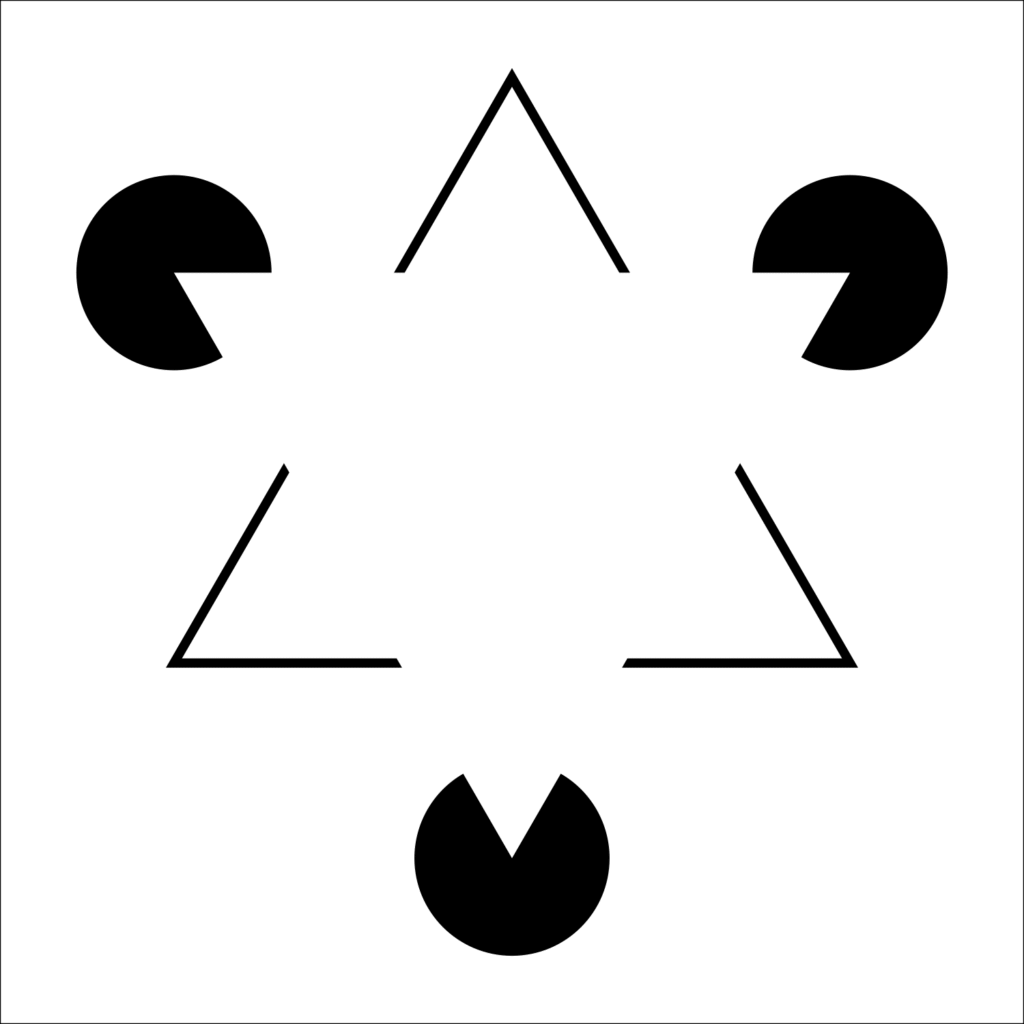 Image of a set of lines and partial circles that creates the illusion of a triangle in the middle.