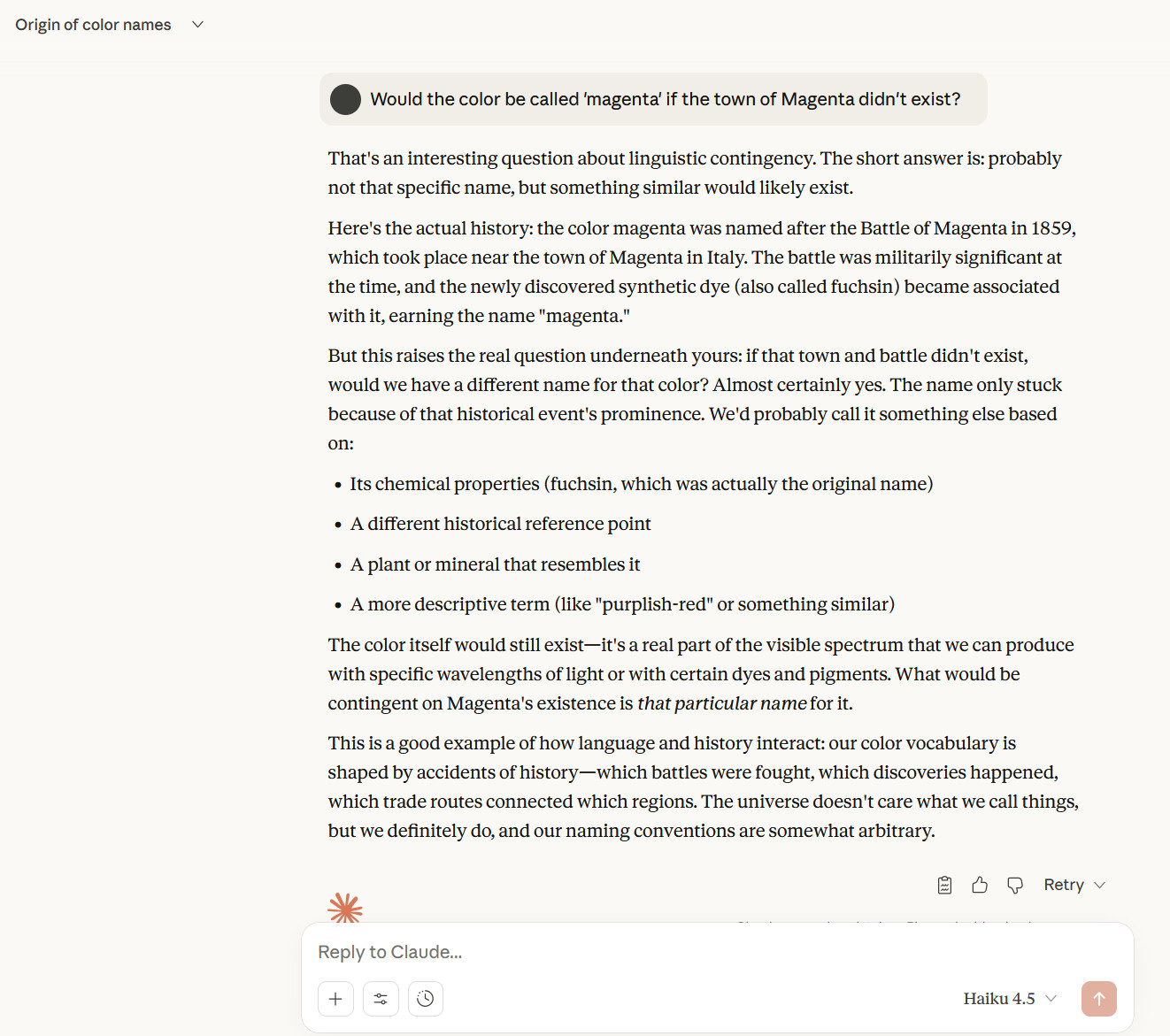 Claude 4.5 Haiku answers the classic Ars Technica AI question, 