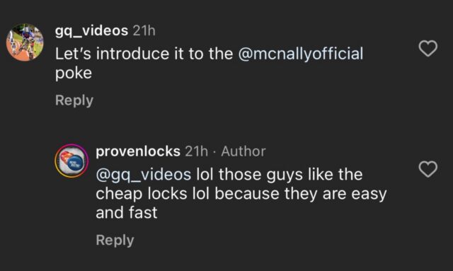 Screenshot of a social media exchange.