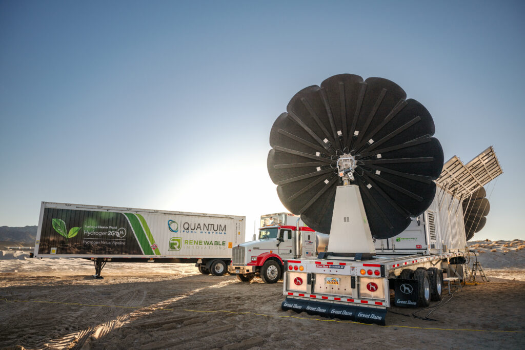 A mobile solar array and storage system in the desert