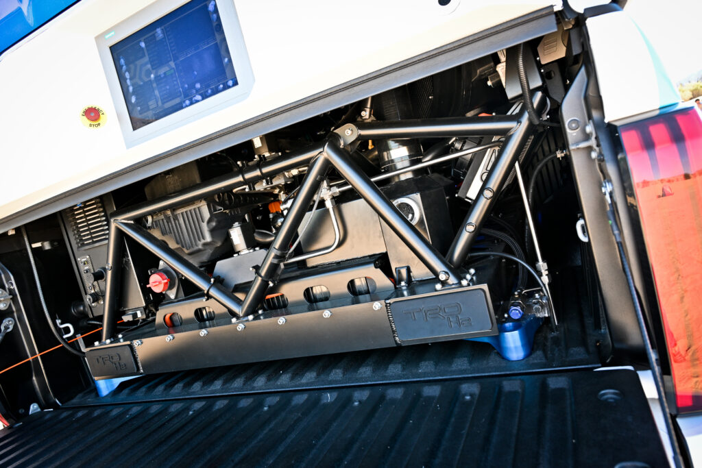 A closeup of a fuel cell in a pickup bed