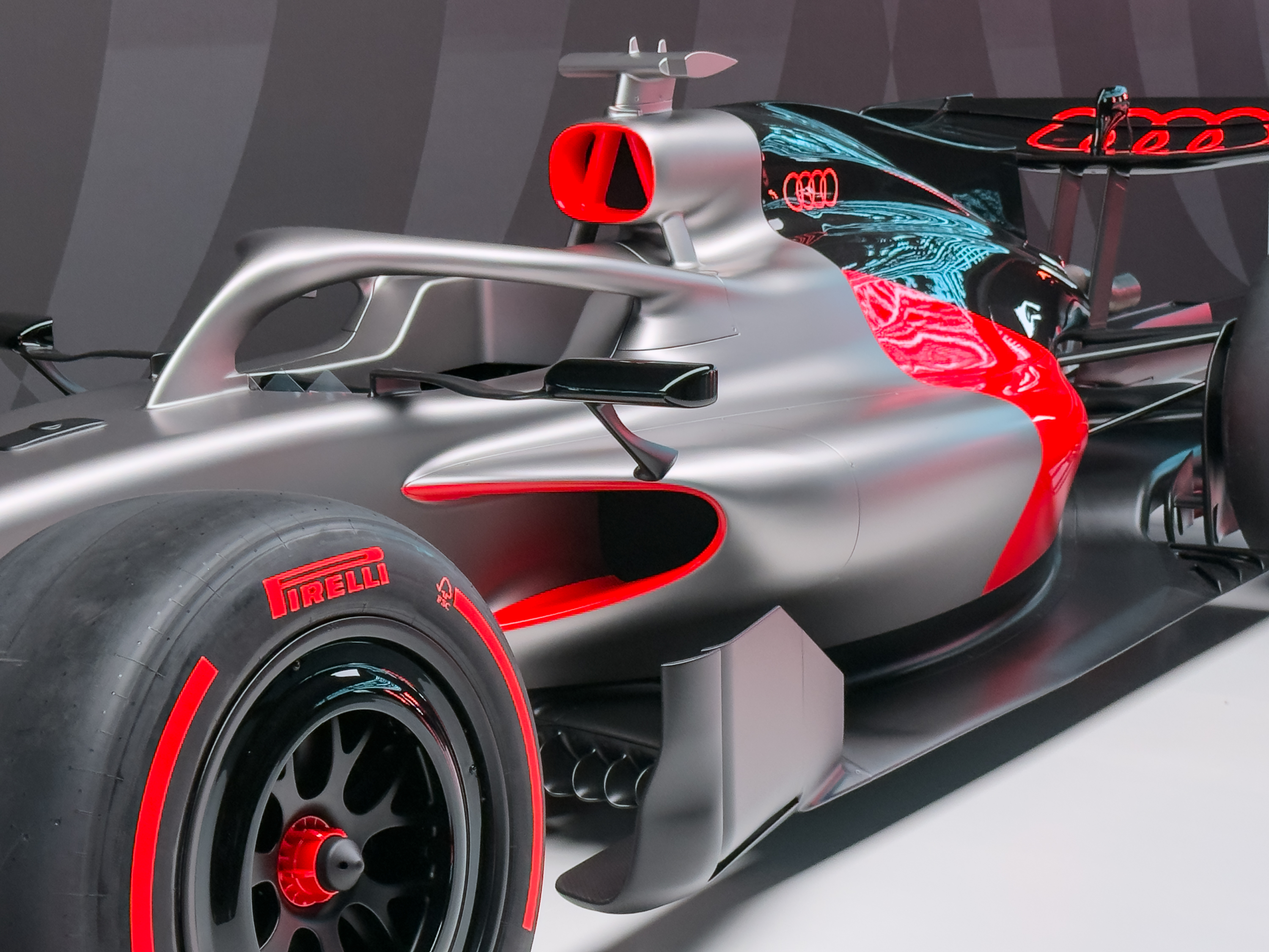 a closer look at Audi's 2026 F1 livery on a show car