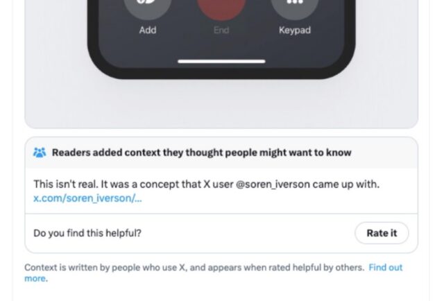 cropped image of phone screen showing an X post with a community note underneath