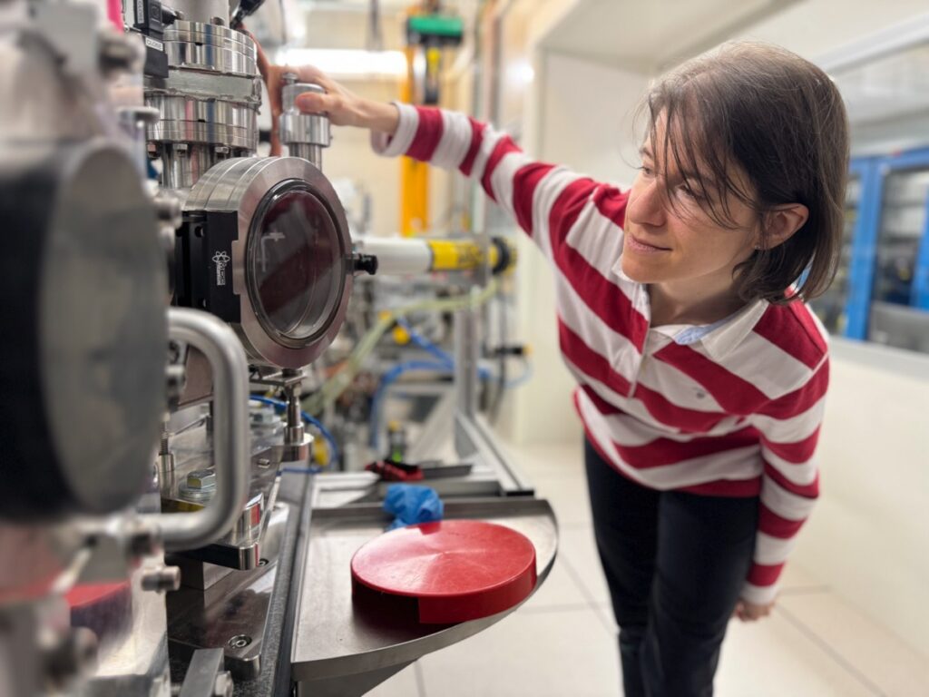 Letizia Monico, corresponding author, during the experiments at the ESRF, the European Synchrotron