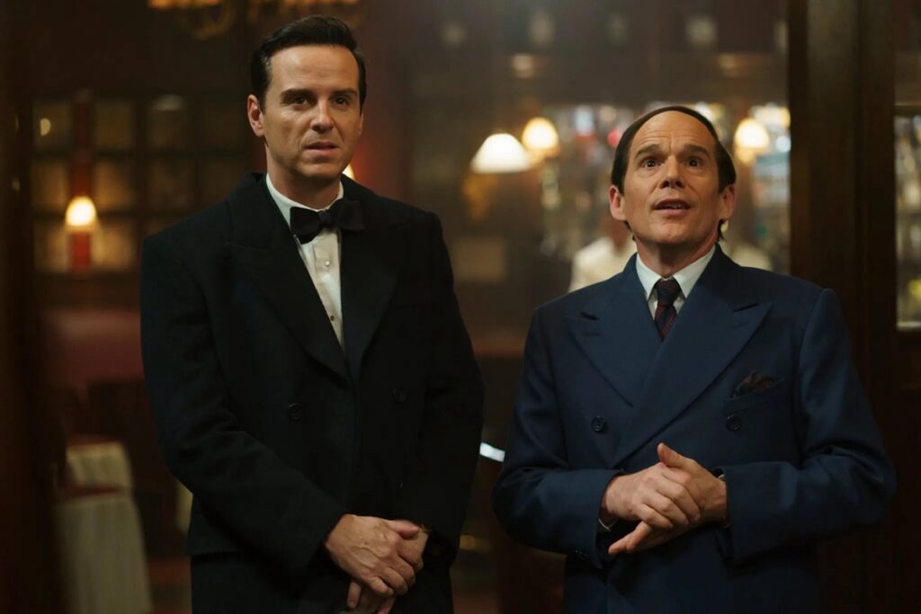 two men in 1920s suits in a club