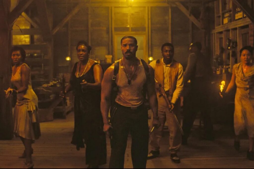 group of black musicians in a local speakeasy facing off against intruding vampires