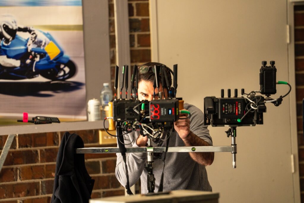Director Tom Barbor-Might behind the camera during production of the documentary.