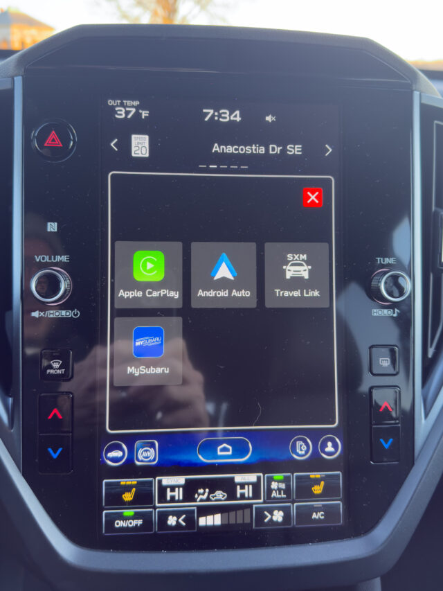 Apps on a Subaru infotainment screen