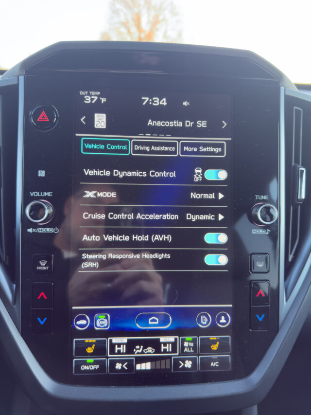 A Subaru Forester Infotainment screen showing the settings page