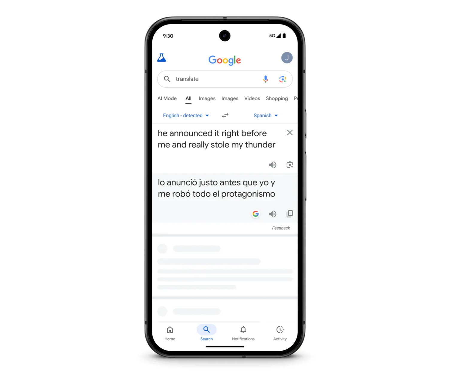 Gemini text translation