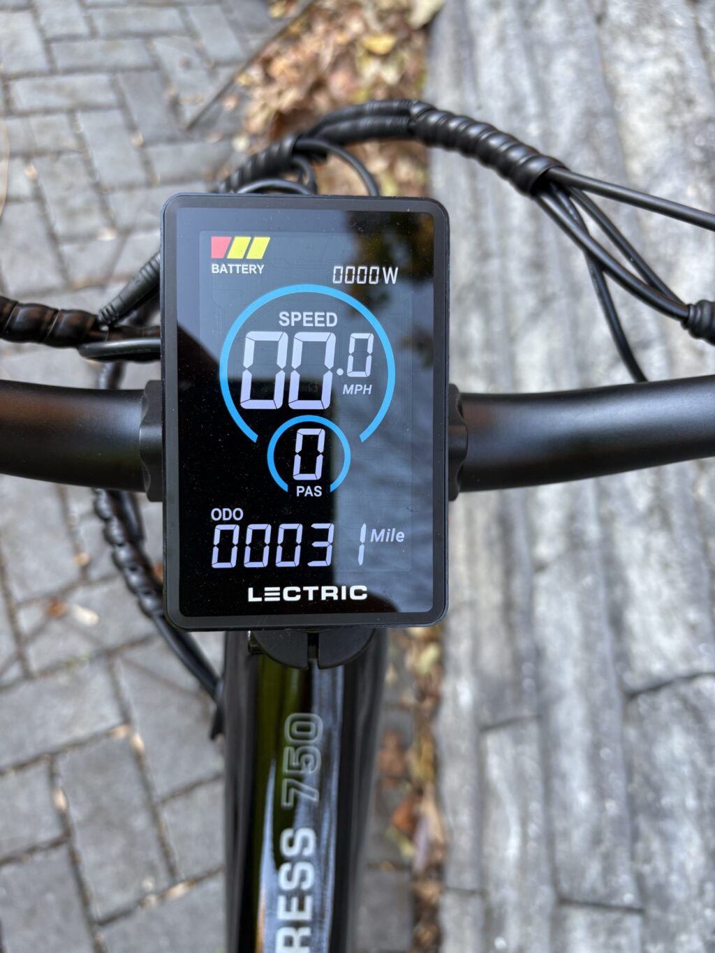 Image of the display screen of an electric bicycle.