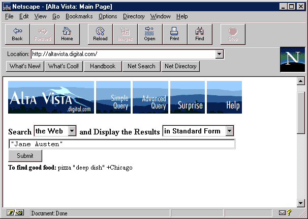 A screenshot of the Netscape Navigator 2.0 interface.