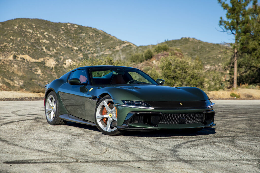 A Ferrari 12Cilindri with the roof up