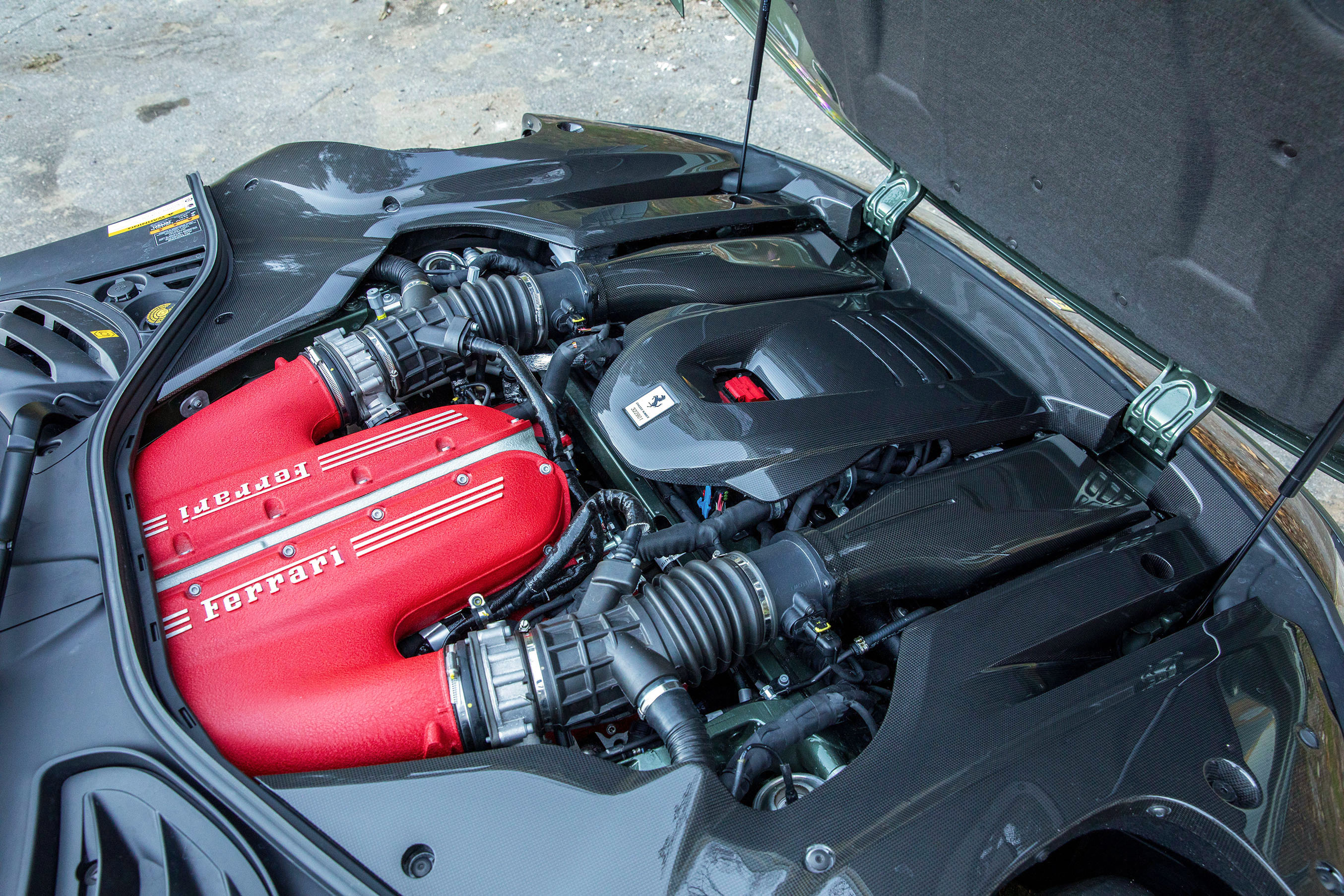 A Ferrari 12Cilindri engine bay