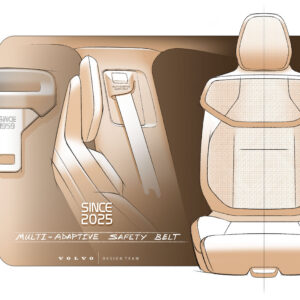 A designer's sketch of Volvo's new seat belt