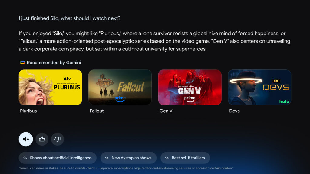 Gemini chatbot Google TV