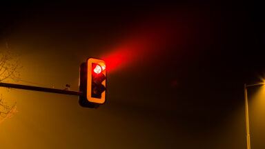 A red traffic light