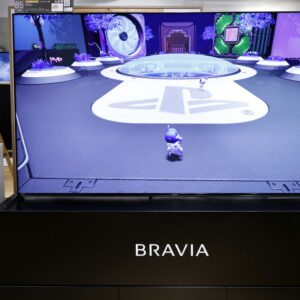 A Sony Group Corp. PlayStation 5 (PS5) video game console and a controller displayed next to a Bravia XR 4K television at the company's showroom inside the Ginza Place building in Tokyo, Japan, on Wednesday, Oct. 27, 2021.