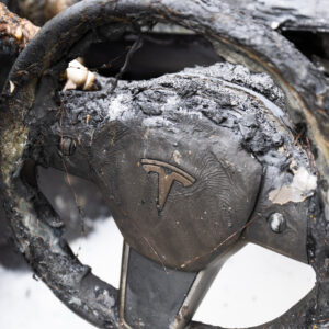 A burned steering wheel