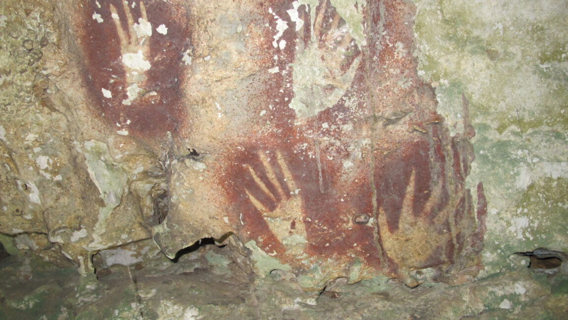 This 67,800-year-old hand stencil is the world's oldest human-made art