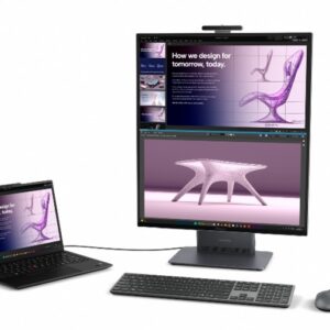 Lenovo's depiction of the ThinkCentre X AIO Aura Edition's shared screen.