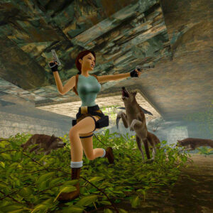 Lara runs from a wolf