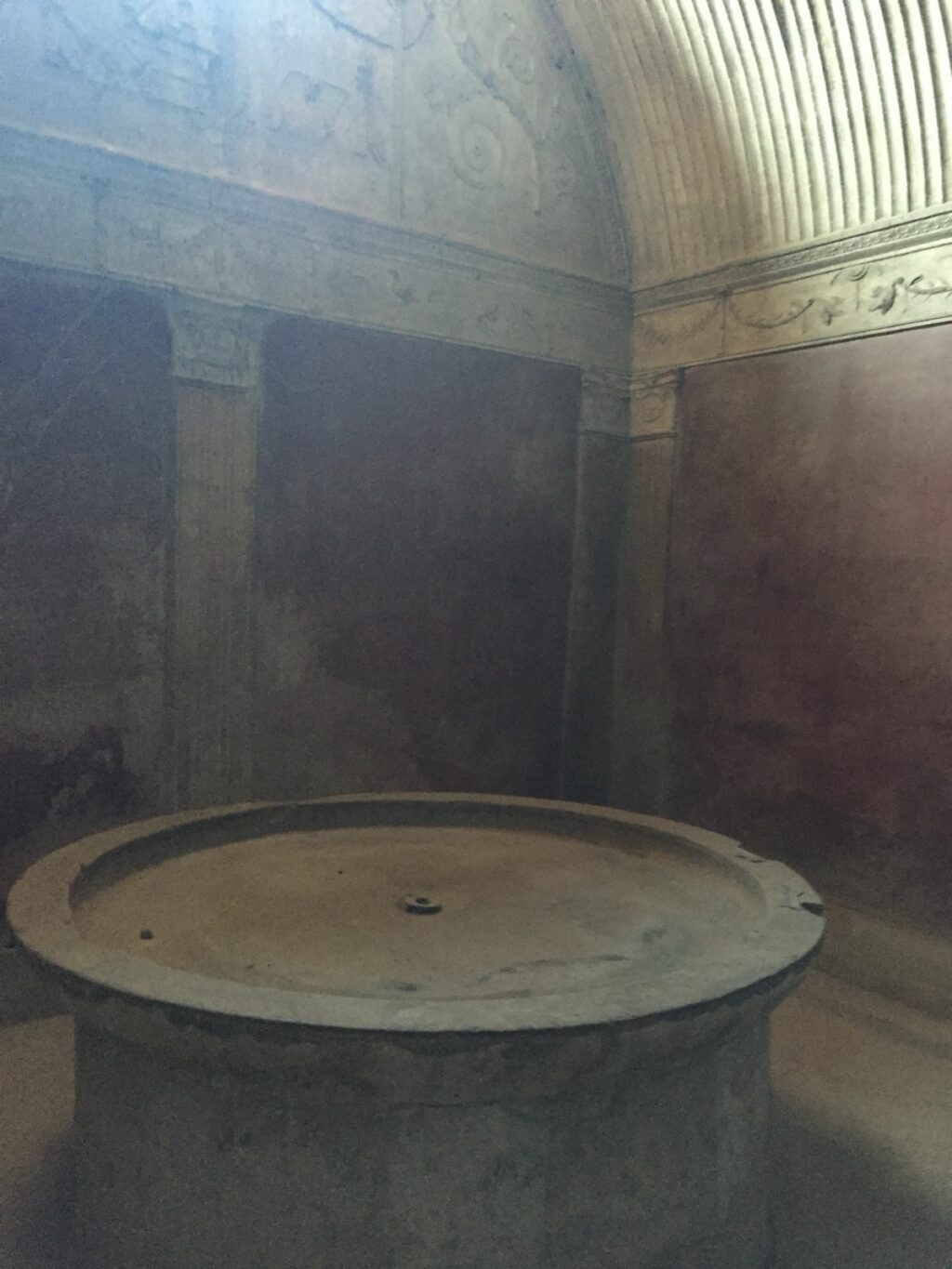 The women's hot bath, or caldarium, of the Stabian baths of Pompeii.