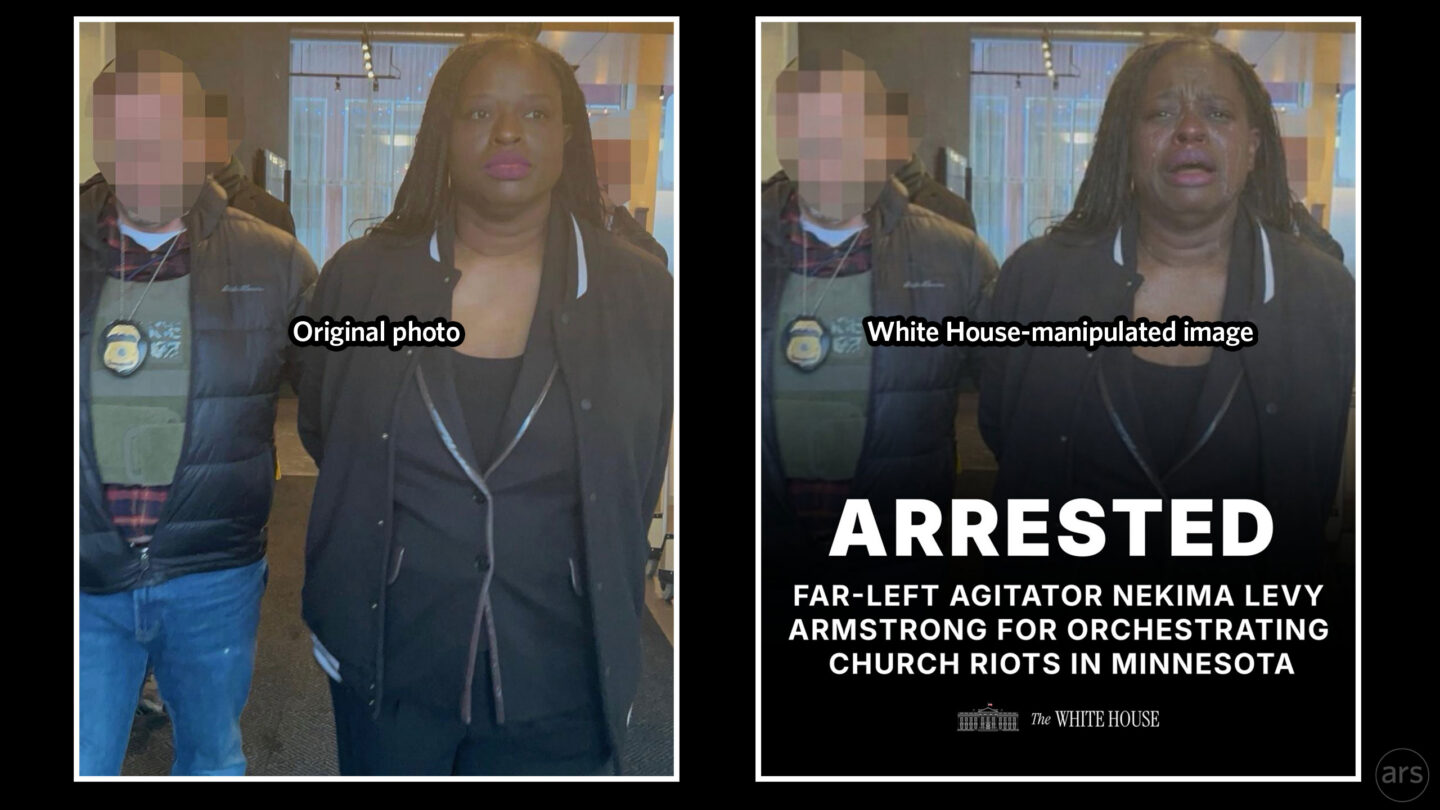 White House alters arrest photo of ICE protester, says 