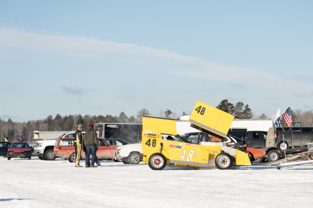 Race cars on the ice