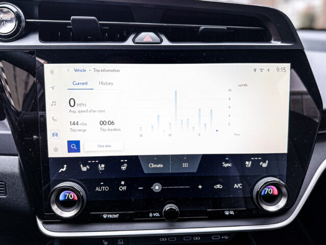 Lexus RZ infotainment showing efficiency
