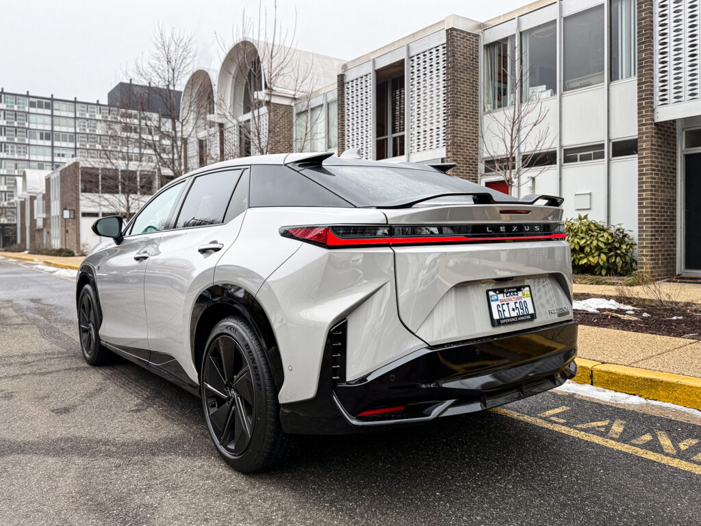A Lexus RZ from the rear