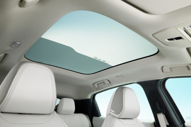 Nissan Leaf panoramic roof with some segments dimmed.