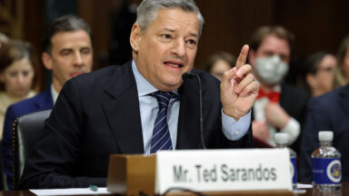 Netflix Co-CEO Ted Sarandos testifies before the Senate Judiciary Committee Subcommittee on Antitrust, Competition Policy, and Consumer Rights in the Dirksen Senate Office Building on February 03, 2026 in Washington, DC.