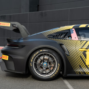 The back half of a Porsche 911 GT3 cup car