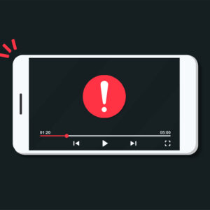 Error message on video playing on white phone