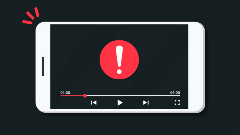 Error message on video playing on white phone