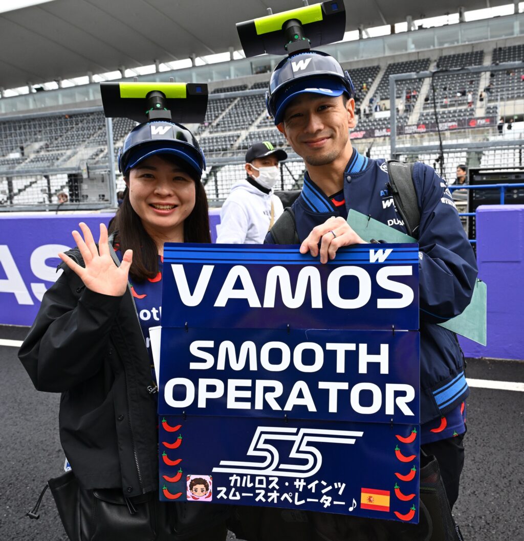 SUZUKA, JAPAN - MARCH 26: Fans show support for Carlos Sainz of Spain and Williams in the Pitlane during previews ahead of the F1 Grand Prix of Japan at Suzuka Circuit on March 26, 2026 in Suzuka, Japan. (Photo by Mark Sutton - Formula 1/Formula 1 via Getty Images)