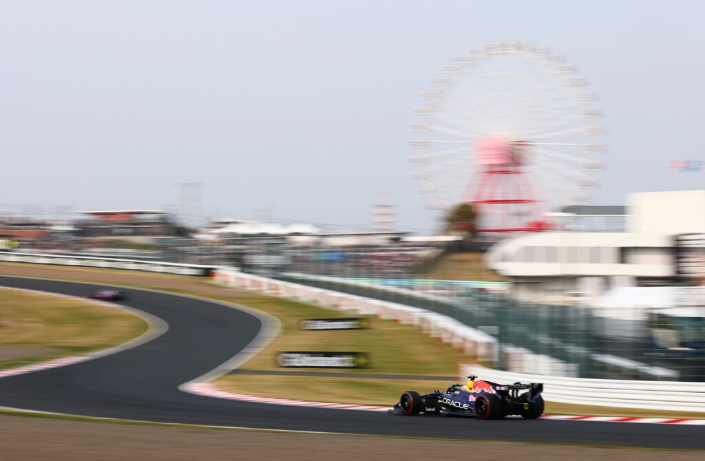 SUZUKA, JAPAN - MARCH 28: Max Verstappen of the Netherlands driving the (3) Oracle Red Bull Racing RB22 Red Bull Ford on track during qualifying ahead of the F1 Grand Prix of Japan at Suzuka Circuit on March 28, 2026 in Suzuka, Japan. (Photo by Clive Rose - Formula 1/Formula 1 via Getty Images)