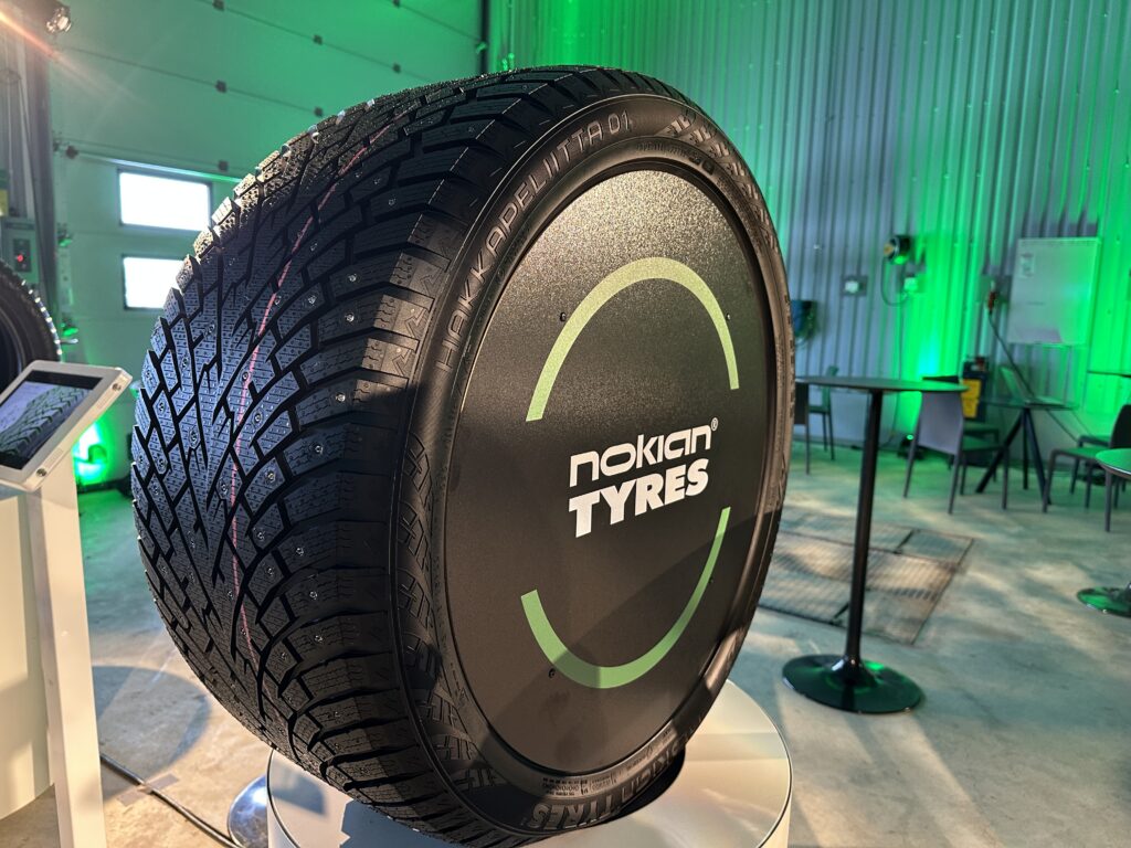 A winter tire with studs