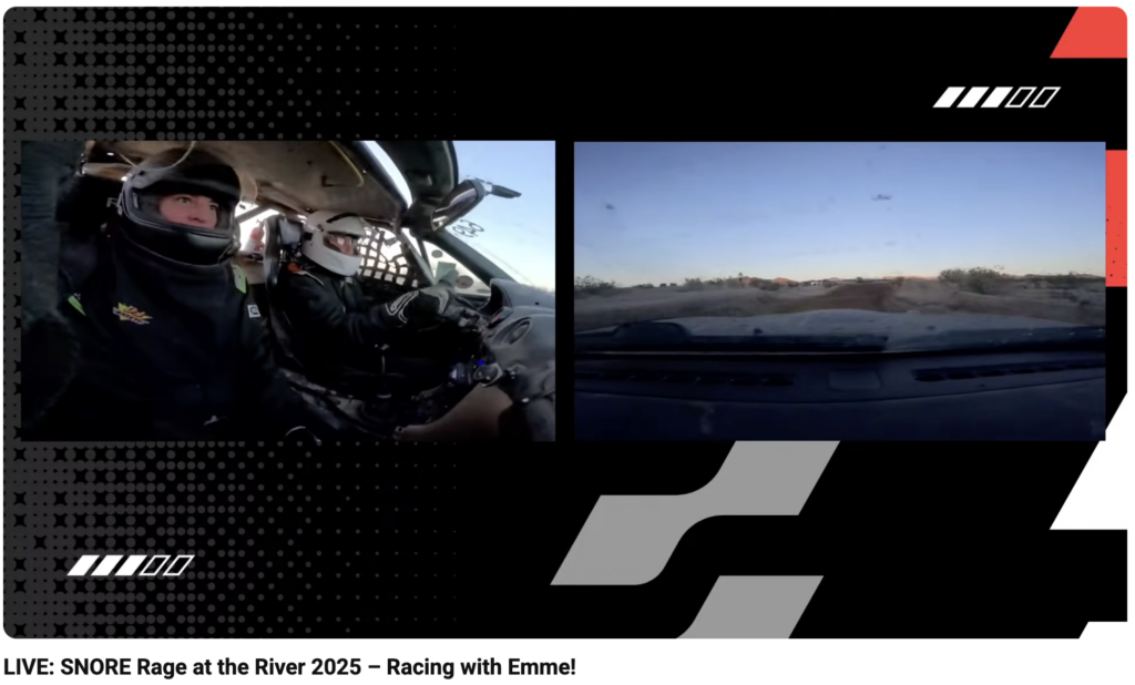 A screenshot of a livestream of someone racing off-road