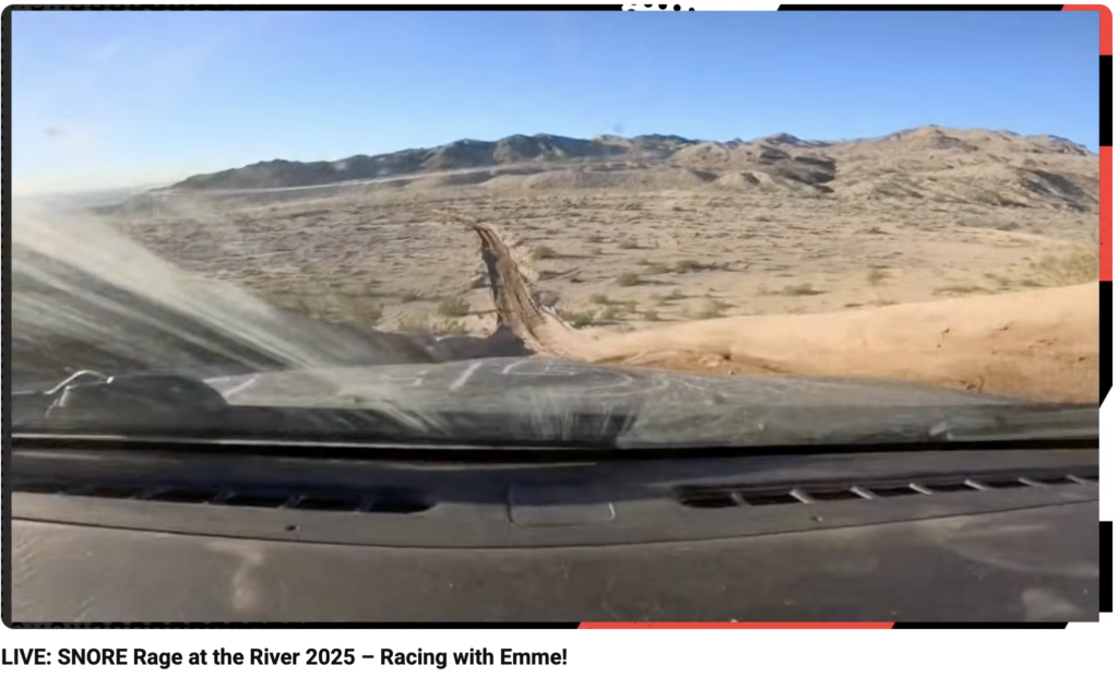A screenshot of a livestream of someone racing off-road