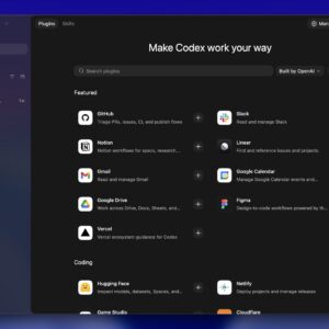 A list of plugins within a Mac desktop app