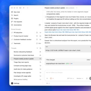 A user works with financial data in Codex