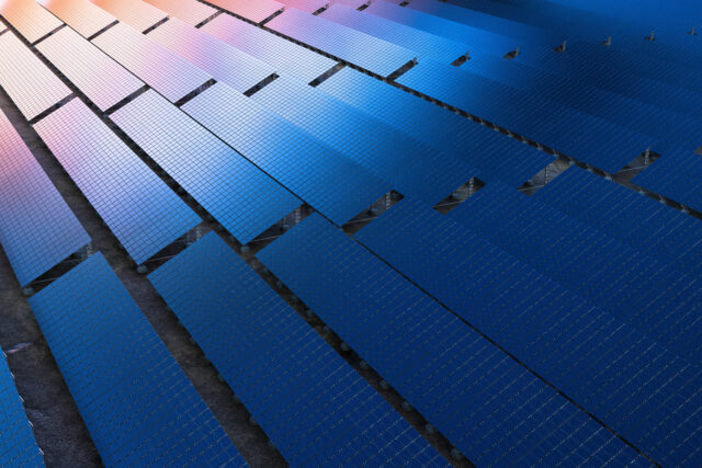 Image of large rows of solar panels.