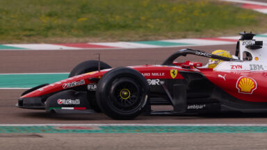 FIORANO MODENESE, ITALY - APRIL 09: Lewis Hamilton of Great Britain driving the (44) Scuderia Ferrari SF-26 on track during the Ferrari Wet Tyre Testing at Fiorano Circuit on April 09, 2026 in Fiorano Modenese, Italy. (Photo by Emmanuele Ciancaglini/Ciancaphoto Studio/Getty Images)