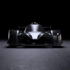A rendering of a race car